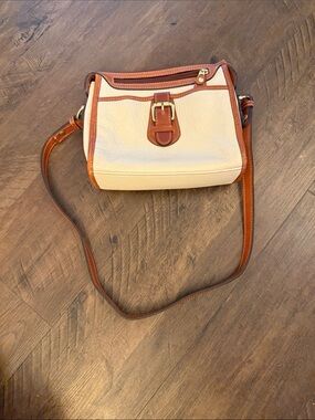 Classic Cream and Brown Leather Crossbody Bag